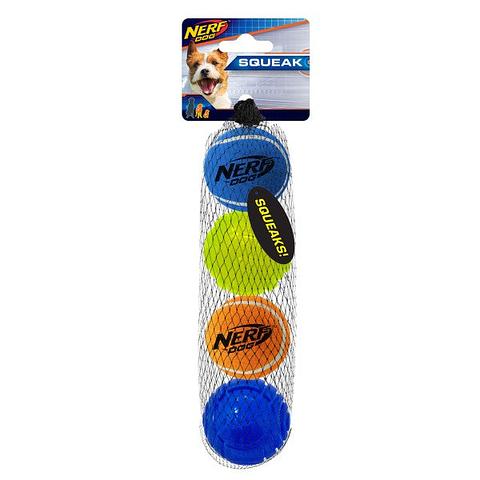 Nerf 4 Ball Pack 5 cm 2 x Squeak Tennis Balls / 2 x TPR LED Balls