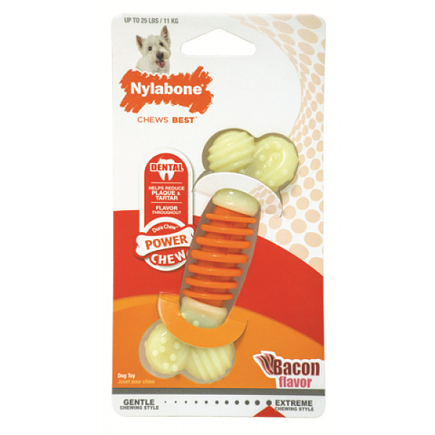Nylabone Power Chew Pro Action Dental Bone Bacon (suit dogs up to 11kg)
