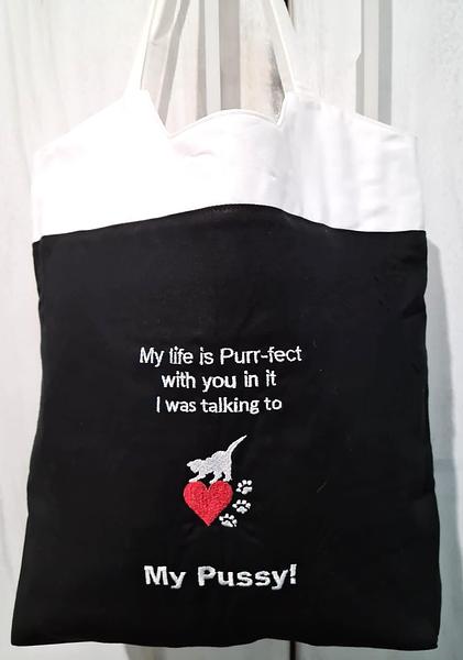 Tote Bags - Handmade - Cheeky Pussy.... Cat